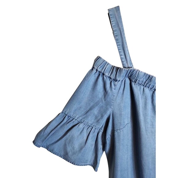 Westport Off the Shoulder Dress Chambray Ruffle Bell Sleeve Denim 14 - Picture 4 of 8